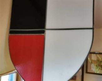 Stained Glass White ,Black and Red Shield