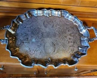 Oneida Etched Silver Plated Serving Platter