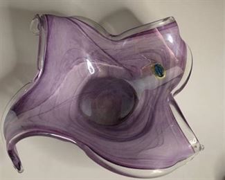 Lavorazione Murano Art Glass Bowl. Made in Italy