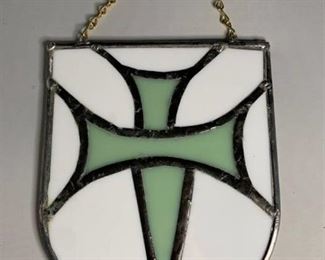 Stained Glass With Green Cross