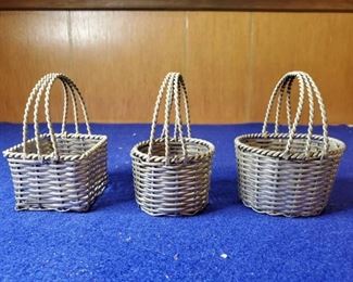 Lot of 3 Miniture Metal Baskets