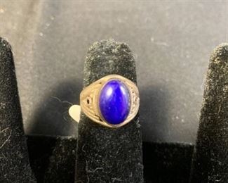 Vintage Sterling Ring with Blue Stone Marked 925