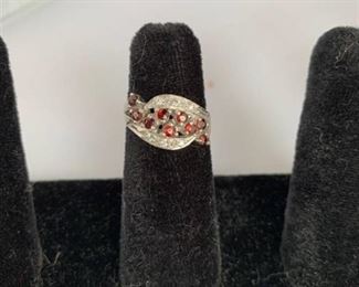 Sterling Ring with Red Stones