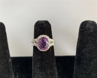 Ring with Purple Stone Marked 925