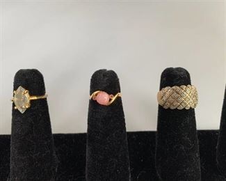 Trio of Costume Rings - Pink Marked Sarah Coventry