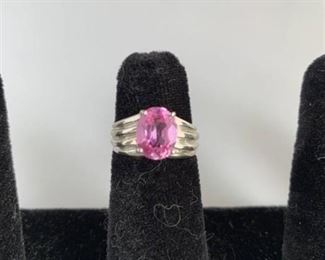 Sterling Ring with Purple Stone Marked 925 NF