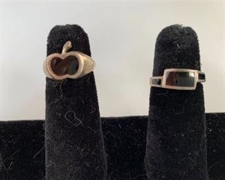 Pair of Sterling Onyx Rings 925 ND
