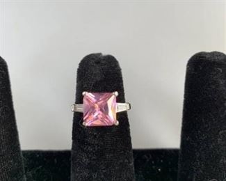Pretty Pink Sterling Silver Ring 925