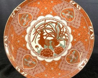 Vintage Japanese Porcelain Platter with Peacock