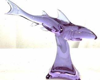 LICIO Zanetti Signed Shark Art Glass Sculpture