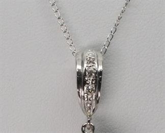 Mobe Pearl 14 K White Gold Diamond Accent Necklace