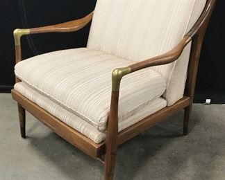Mid Century Modern Upholstered Wooden Armchair