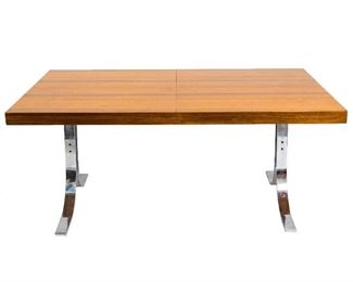DYRLUND Dining Table Steel Base Polished Wood