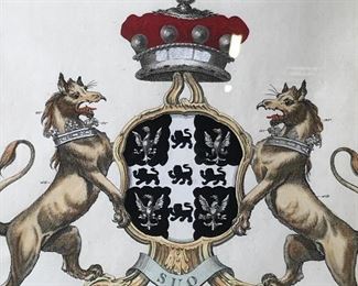 Antique Hand Colored Coat of Arms Engraving