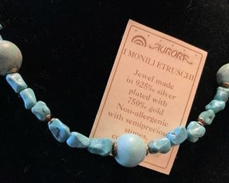 Turquoise and Sterling Necklace w Cert