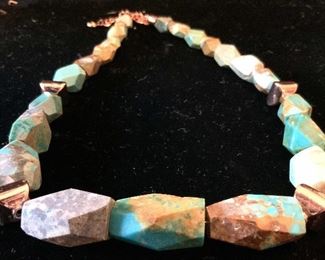 Vintage Turquoise Stone and Copper Necklace