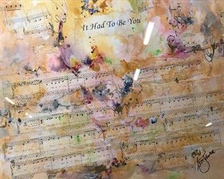 Signed Abstract Collage with Sheet Music