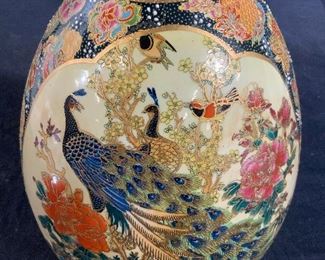 Large Signed Chinese Painted Porcelain Egg