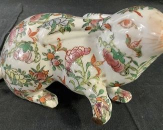 Signed Asian Porcelain Ceramic Rabbit
