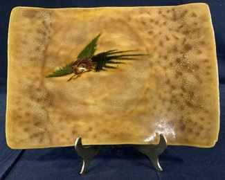 Signed Pottery Platter Bird Design