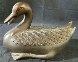 Heavy Bronze Metal Duck Sculpture