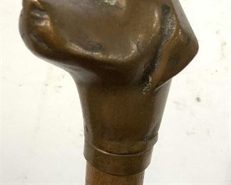 Antique Brass Wood Iron Dog Handled Shovel