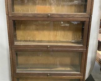 Antique Oak Wood Glass Barrister Book Case