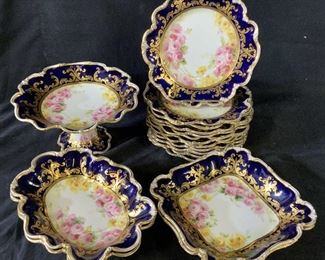 Antique MAPLE CO, Blue Gold Porcelain Tableware,17