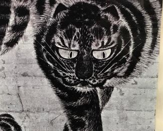 Print of Ink on Silk Tiger