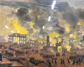 Hand Colored Engraving Fire of New York 1835