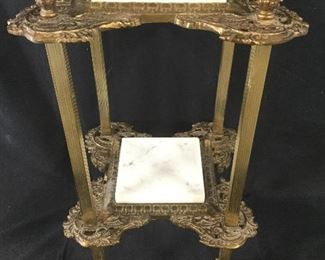 Vntge Brass Victorian Style Marble Top Side Table