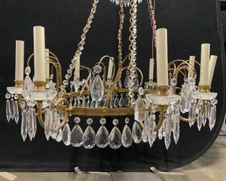 Grand Antique Gilded Crystal Tiered Chandelier