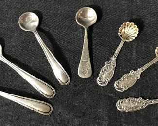 Lot 7 Collection Sterling Silver Salt sugar Spoons