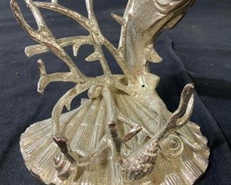Silver Tnd Dolphin Coral Shell Sculptural