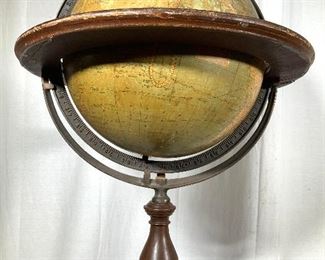 Vintage Standing Spinning Globe Wood Metal