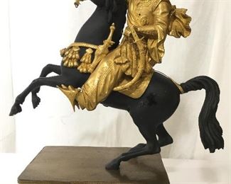 French 19th Century Bronze Man On Horse Figural