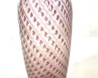 Pink White Swirl Art Glass Vase