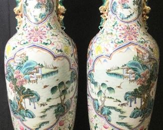 19th Century Hand Painted Porcelain Chinese Vases
