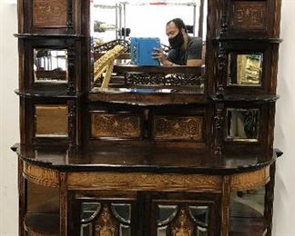 Antique Victorian Mirror Display Cabinet