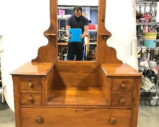Antique Mirrored Wooden Dressing Table