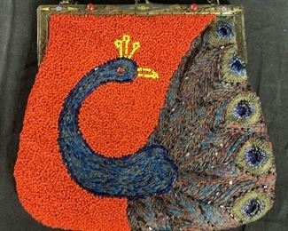CHRISTIANA Peacock Design Beaded Handbag