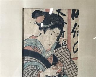 Pair Japanese Style Woodblock Prints