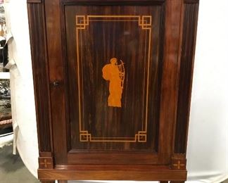 Antique Inlay Carved Wooden Cabinet