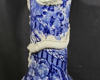 Floor Size Blue White Asian Dragon Form Vase