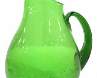 Vintage Italian Green Art Glass Pitcher
