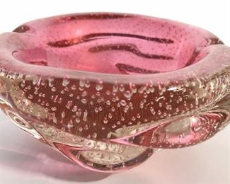 Pink Gold Swirl Italian Art Glass Bowl
