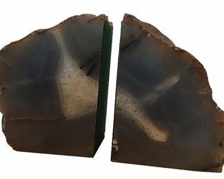 Pair Vintage Geode Stone Bookends