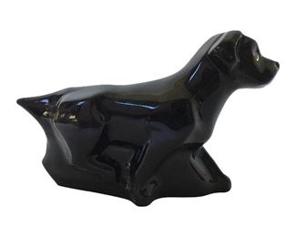 BACCARAT black Glass Dog Figural, France