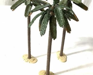 Set 3 Painted Metal Palm Trees