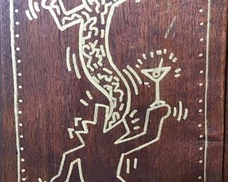 Keith Haring Signed Gold Marker on Wood Panel